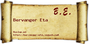 Bervanger Eta névjegykártya